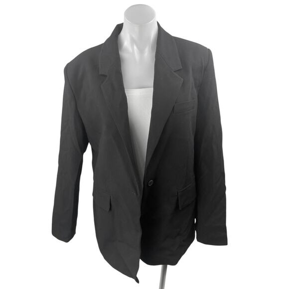 Zara Women's Black Long Sleeve One Button Notch Lapel Blazer Coat Jacket Size L - Picture 1 of 3